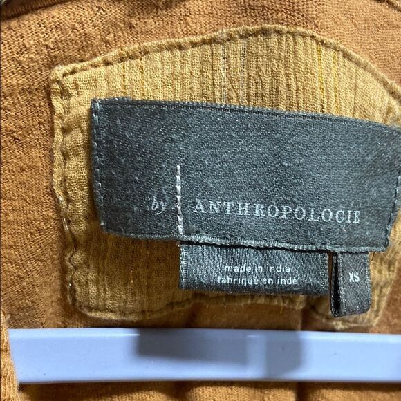 Anthropologie Golden Camel Linen Blend Ruffle Sleeve Babydoll Top | Size XS - Picture 3 of 12